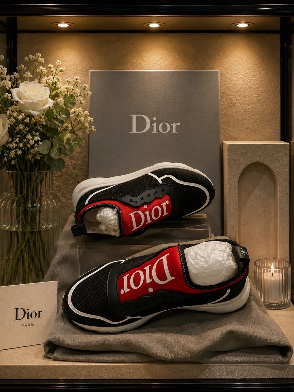 Dior Men’s Black & Red B21 Neo Sneakers